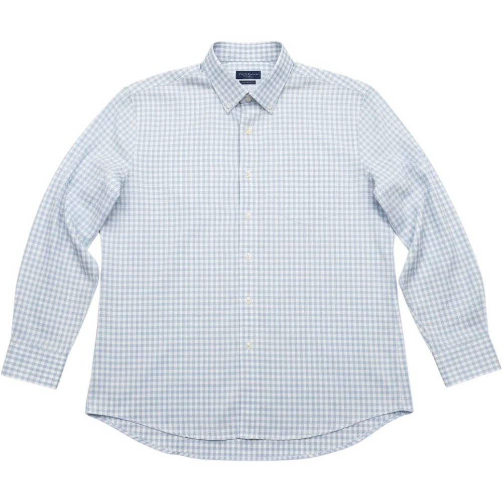 Enro Dress Shirt Mens 2XL 18.5 36/37 Blue Gingham Check Regular Fit Long Sleeve